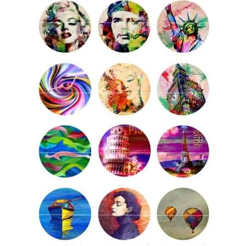 10mm 14mm 16mm 12mm 20mm 25mm 133 12pcs/lot Flower Mix Round Glass Cabochons Jewelry Findings 18mm Snap Button Charm Bracelet