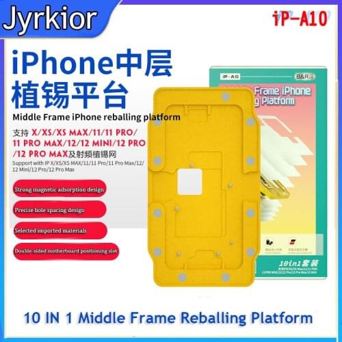 10 IN 1 Middle Frame Reballing Platform Motherboard Fixture For iPhone X/XS/MAX/11/12/12mini/11Pro MAX BGA Reballing Stencil