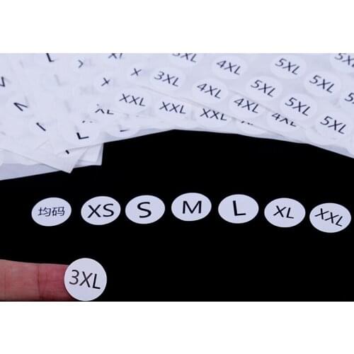 1000Pcs Circle Round Size Sticker Sheets Self Adhesive White Label Papr Stickers Size S M L XL XXL for Clothing Lipstick 15mm