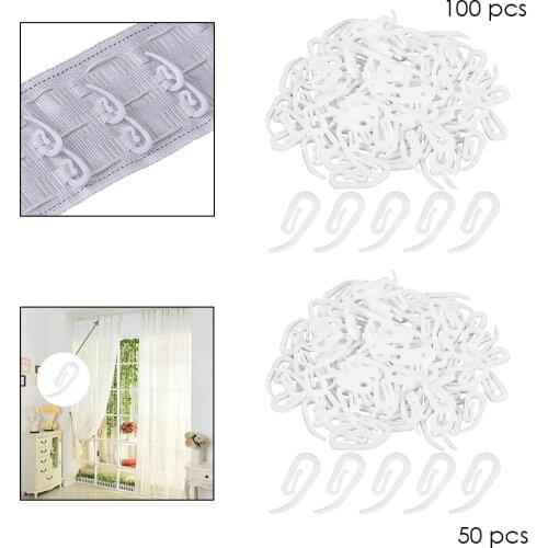 50/100pcs White Plastic Curtain Hanging Rings,Bed Curtain Hooks for Window Curtain,Door Curtain and Shower Curtain