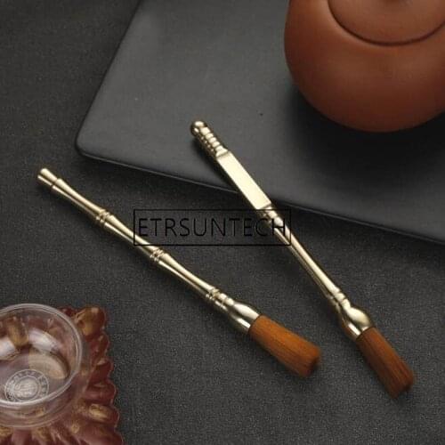 50pcs Copper Tea Pen Brass Tea Bush Tea Sweep Chinese Style Teaware Cleaning Brush Tea Accessory