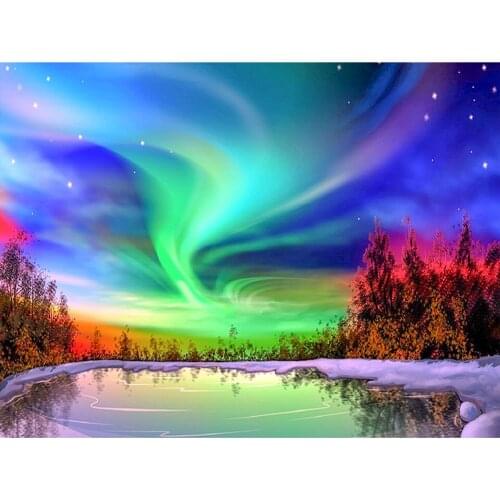 5D DIY Diamond Painting Aurora scenery Full Diamond Embroidery Mosaic Picture of Rhinestones Cross Stitch Home Decor Gifts