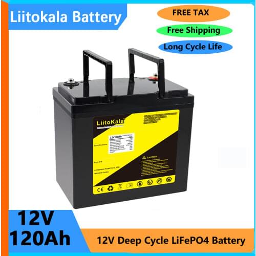 LiitoKala 12.8v 120AH lifepo4 battery with 100A BMS 12V 120Ah battery for go cart UPS Household appliances Inverter