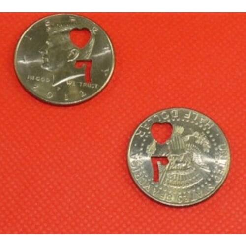 Free Shipping 7 Of Hearts Half Dollar,Brand Coin Magic Tricks Close Up Illusion Accessory Gimmick Props