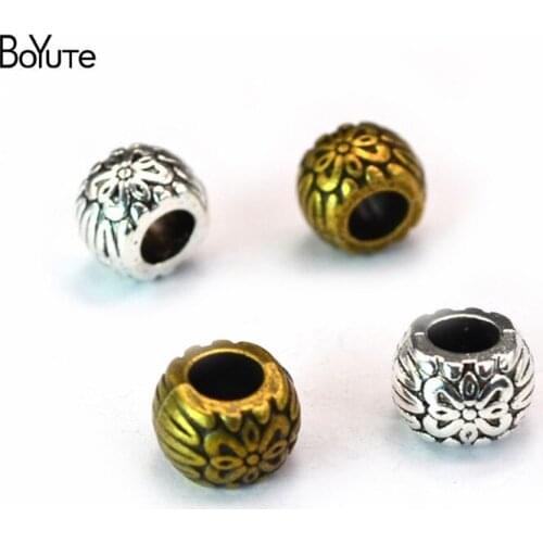BoYuTe Wholesale (50 Pieces/Lot) Metal Alloy 10*7MM 5MM Big Hole Beads for Jewelry Making Diy Accessories