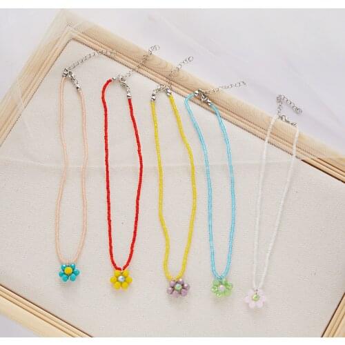 Temperament Crystal Flower Pearl Clavicle Chain Women Necklace Female Wedding Fashion Beaded Jewelry Lady Party Cute Choker 2021