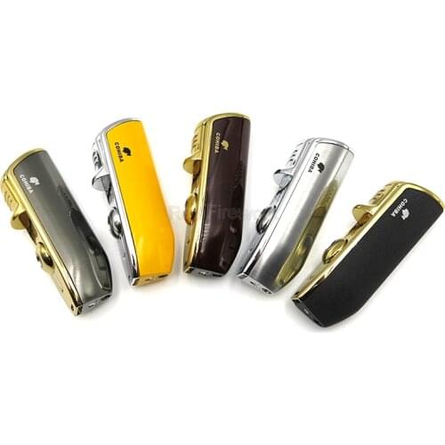 COHIBA Gadget Snake Mouth Shape Metal Windproof 3 Torch Jet Flame Cigarette Cigar Lighter W/Built-in Cigar Punch W/Gift Box