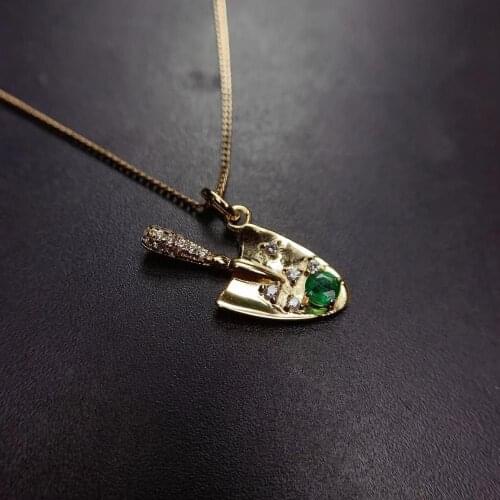 Elegant Lucky Shovel Natural green Emeral necklace Pendant S925 silver natural gemstone Pendant girl woman party gift jewelry