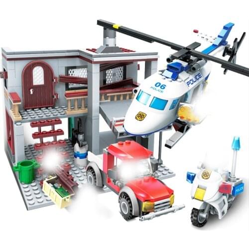 GUDI 9318 Police Series Building Blocks Helicopter Figures Bricks Assembled Educational Toys For Children Collection