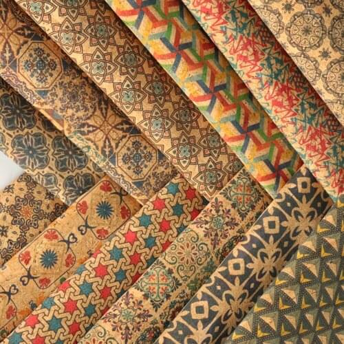 1 Meter PU 0.5mm Synthetic Leather Printing Natural Cork Fabric Environmentally Wood for Handbag Shoes Purse DIY Handmade Craft