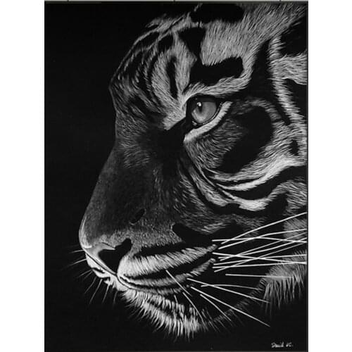 Full Square Round Diamond Painting Black white Tiger Mosaic Drill Cross Diamond Embroidery 5D Home Decor Rhinestones Painting