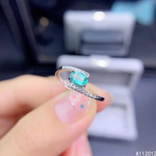 KJJEAXCMY fine jewelry S925 sterling silver inlaid natural Emerald girl lovely adjustable ring support test Chinese style