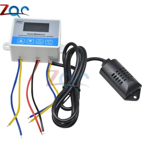 DM-M452 Temperature Humidity Controller Tester 12V -220V Dual LED Digital Display Thermostat Humidistat with SHT20 Sensor Probe