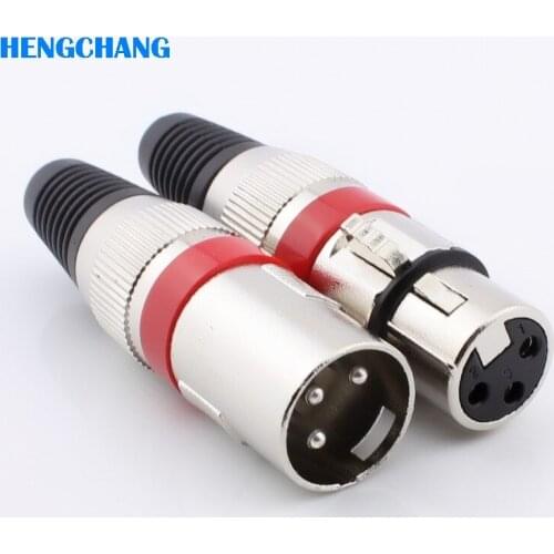 Red 1pair 3pin XLR connector Female and Male connector Microphone connector MIC Adapter