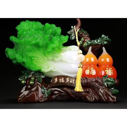 Creativity Lucky Fengshui Chinese Cabbage Resin Statue Home Decor Living Room Entrance Ornament Birthday Opening Gift Crafts