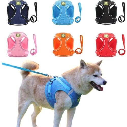 Summer Reflective Chest Back Clothing Mesh Breathable Dog Vest Adjustable Soft Traction Clothing Puppy Traction Pet Clothing
