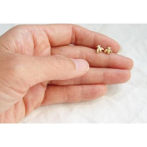 Honey Bee Earrings Tiny Honeybee Stud Earrings Woodland Insect Fly Bird Honey Bumble Bee Stud Earrings