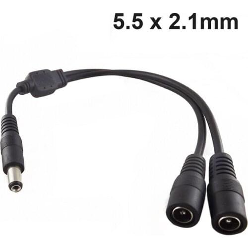 Newest DC Power Cable 1 Male to 2 Female Splitter Adapter High Quality CCTV Extension Wire Connector 5.5 * 2.1mm