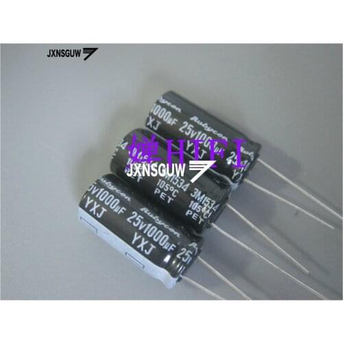 20PCS NEW RUBYCON YXJ 25V1000UF 10X20MM Aluminum electrolytic capacitors 1000uF/25v 105 degrees 1000UF 25V