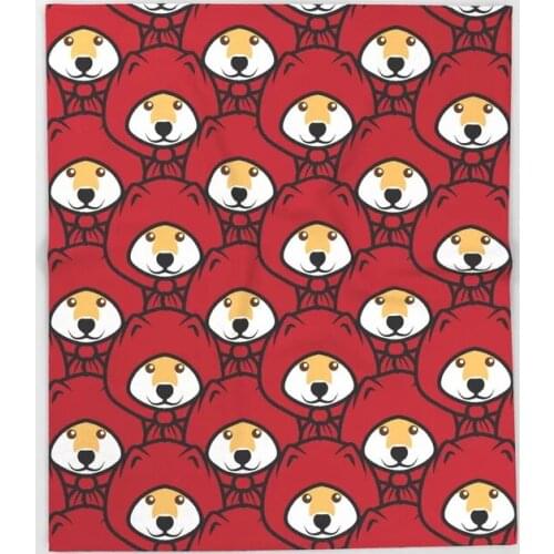 Dog Shiba Inu Cartoon Throw Blanket Cute Kids Design Red Riding Shiba Inu Blankets for Beds Christmas Decorations for Home