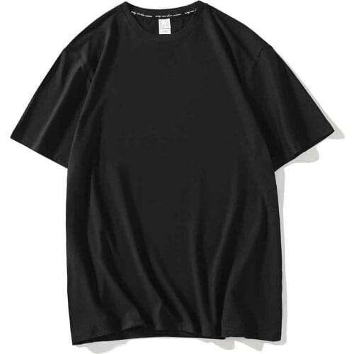 High Quality Plain T Shirt Solid Color Tee Short Sleeve Top Men Women Summer Tees Korean Fashion Summer O Neck Black Tops Female
