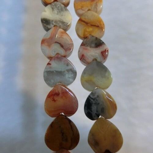 Wholesale 240pcs Crazy Dream ji agates Alabaster Natural Stone Heart Beads For Making Jewelry Accessories Findings Free Shipping