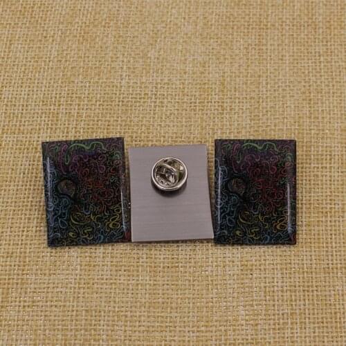 Stainless steel printed badge with epoxy custom rectangular metal badges