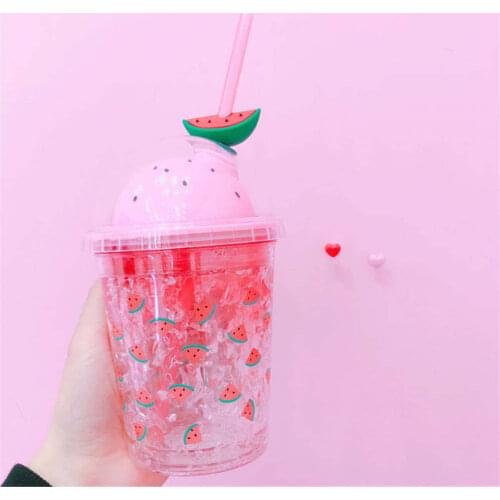 Nordic Plastic Cup Shake Cool Cup 380ml Fresh Milk Juice Cold Water Cup Transparent Lemon Soda Juice Cup Cute Gift For Home