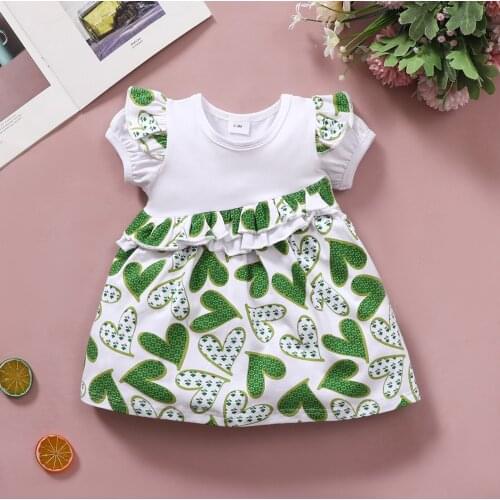 0-18Months Small fresh green Newborn Infant Baby Girls Summer Love Heart Floral Casual Princess Dress Outfits easter dress M4