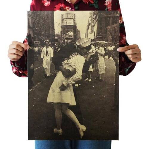 Victory Kiss The Classic Kraft Paper Poster Bar Cafe Mural Home Decoration Decorative Paintings Wall Sticker