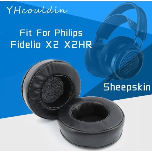 Earpads For Philips Fidelio X2 X2HR Headphone Sheepskin Pads Accessaries Replacement Ear Cushions Wrinkled Leather Material