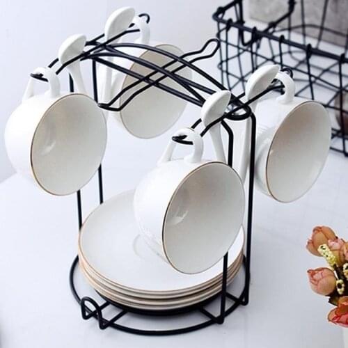 Coffee Cup Holder Hanging Partition Cup Holder Storage Rack Iron Cup Shelf Stand for Kitchen Counter Steel Display Stand
