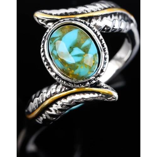 Retro Bohemia Green Stone Ring Silver Color Feather Finger Rings for Women Fashion Design Party Boho Jewelry Mothers Day Gift