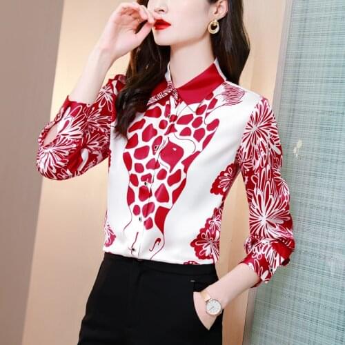 Ropa De Mujer 2021 Women Clothes Digital Printed Blouses Spring Long Sleeve OL Blusas Elegant Casual Plus Size Tops Tees 9249