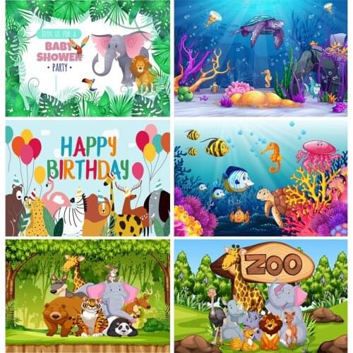 SHENGYONGBAO Children Kids Baby Birthday Backdrops Cartoon Animals Zoo Photography Backgrounds For Photo Studio 2020108YAX-03