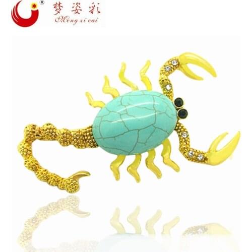 MZC Fashionable Scorpion Big Stone Brooches For Women Hip Hop Brooches for Suit Brosh Broche Famous Brand Jewelry