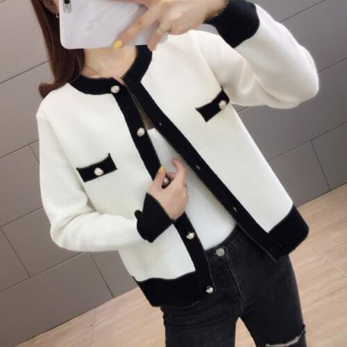 Autumn 2019 new short jacket female loose solid color single-breasted sweater cardigan office lady Woman Sweater Knitting Winter