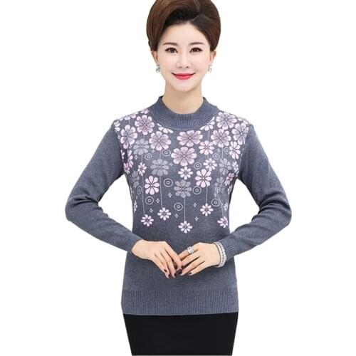 Middle-aged women Knitwear Sweater Autumn And Winter Fashion Slim Long-sleeve Shirt Pullover Turtleneck Sweaters Mother Clothing