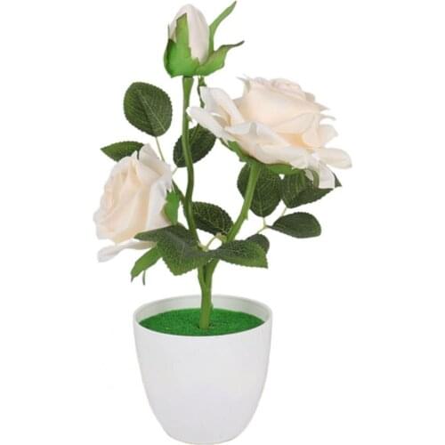 1 Set Artificial Potted Plant Cut Evenly Clear Texture Plastic Table Decor Simulation Rose Flower for Party
