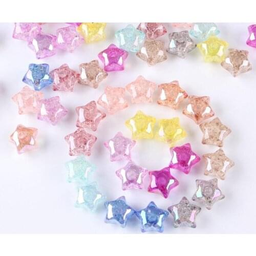 100pcs 16mm Acrylic Star Crackle Bead With Single Hole For Sewing Craft Diy Hair Headwear Cellphone Decoration