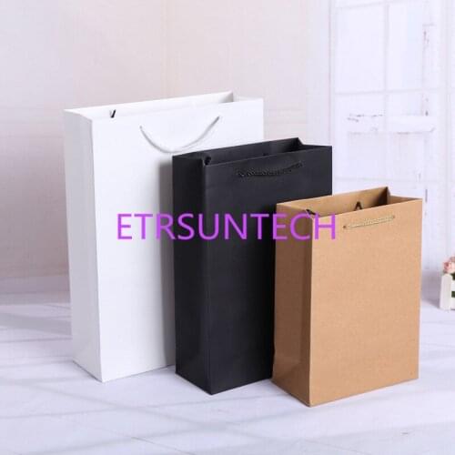 100pcs/lot White/Black kraft paper bag with handle Wedding Party Favor Paper Gift Bags print customize logo