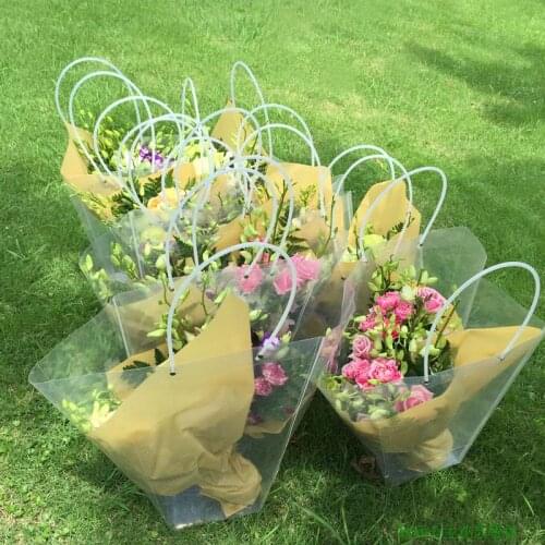 100pcs/lot) waterproof clear transparent cosmetic gift flower shopping bag
