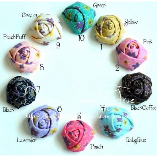 200pcs/lot 1.4" 10Colors Vintage DIY Cute Mini Artificial Rolled Rose Fabric Flowers With FlatBack For Girl Headwear Accessories