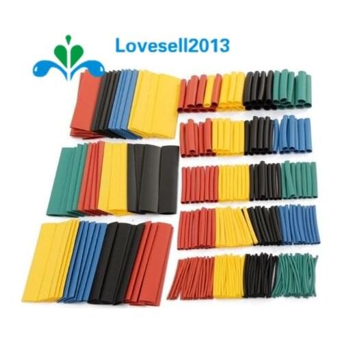 328PCS/Set 2:1 Flame Retardant Polyolefin Heat Shrink Tubing Tube Sleeves Wrap Wire Assortment 8 Kind of Size No Box