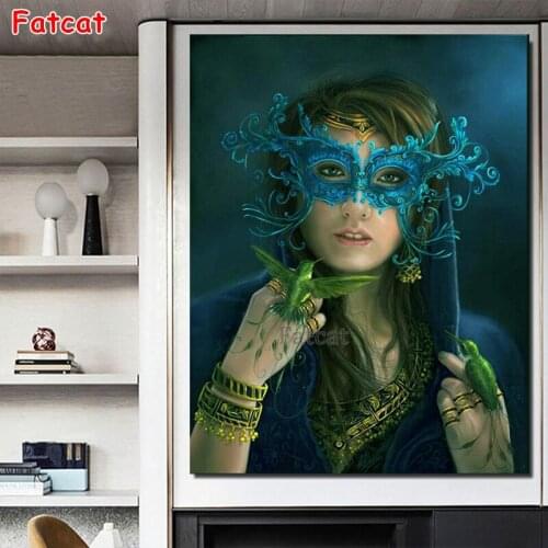 5D Diamond Painting full drill square mask woman diamond embroidery bird Girl Sale Handicraft Art Hobby Gift decor PP1631