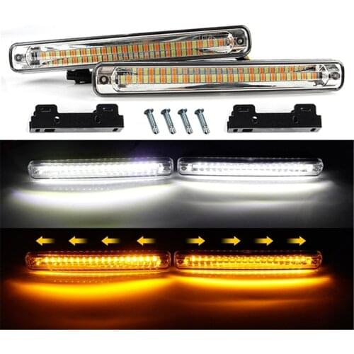 2 PCS 12V Sequential Flowing Car LED Daytime Running Light Waterproof DRL Kit Auto Turn Signal Driving Lamp External Lights