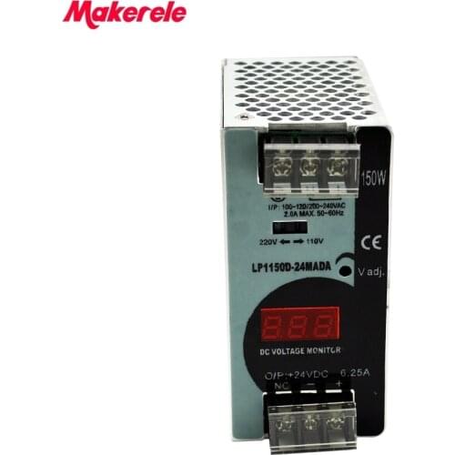 Free shipping single output din rail Switching Power Supply 150W 12V 24V 48V ac-dc with led Digital display for LED Strip light