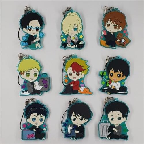 YURI ON ICE Anime keychain Nikiforov Katsuki Otabek Yuuri Plisetsky Rubber strap/mobile phone charms D249