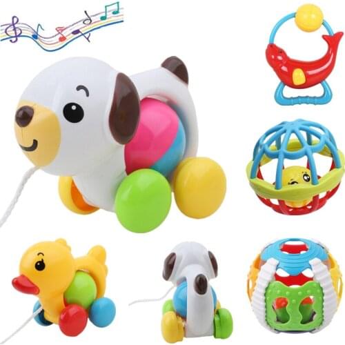 Baby Toys Traditional Rattle toy Duck Dog Plastic Toys For Children Sounds Toy Newborn Baby Learn Walk Toy Rattles