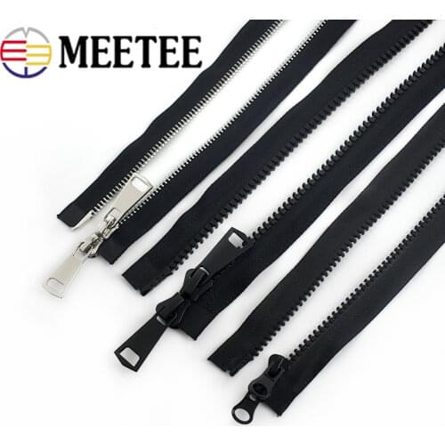 Meetee 1pc 70/80/90/100/120cm 5# 8# Metal Resin Double Sliders Zipper Jacket Open-End Auto Lock Zip DIY Clothes Sewing Accessory